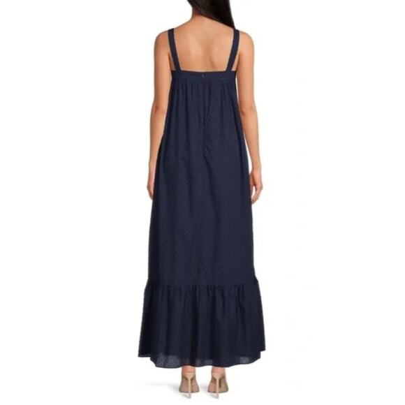 LDT Size 2 Navy Blue Blair Square Neck Sleeveless Tiered Maxi Dress Heritage - Picture 2 of 11